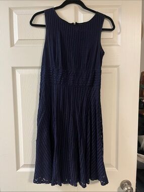 Gabby Skye Navy Textured Midi Dress
